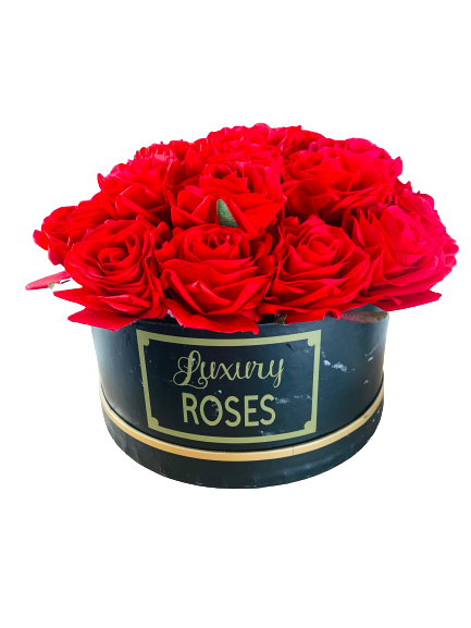 Real Touch Silk Rose Bouquet [Red] Black Marble Box - The Triangle