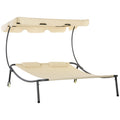 [Pre-order]  Patio Double Chaise Lounge Chair, Outdoor Wheeled Hammock Daybed with Adjustable Canopy and Pillow
