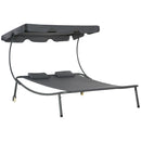 [Pre-order]  Patio Double Chaise Lounge Chair, Outdoor Wheeled Hammock Daybed with Adjustable Canopy and Pillow - The Triangle