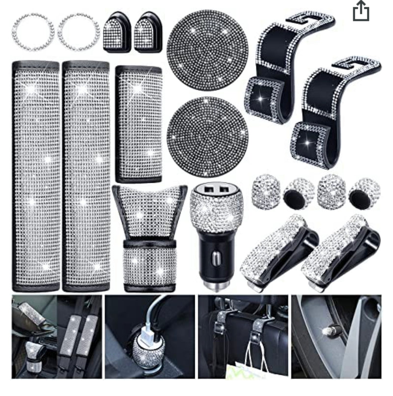 19 Pcs Bling Car Accessories Set